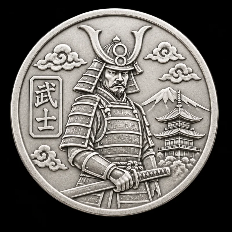 Samurai Sentinel hand-stamped silver coin