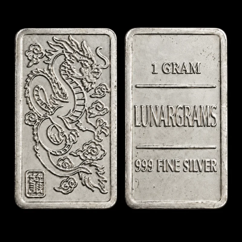 DRAGON 1G BAR hand-stamped silver coin