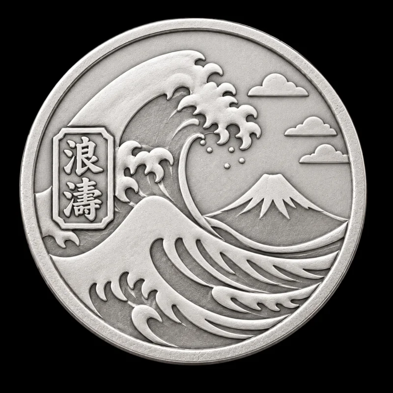 Great Wave Legacy hand-stamped silver coin