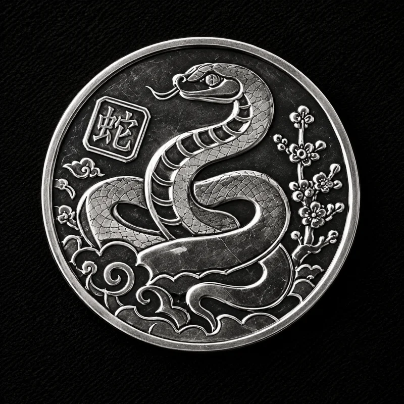 SNAKE 1/10 OZ hand-stamped silver coin