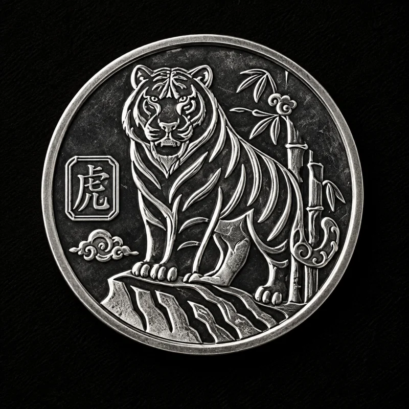 TIGER 1/10 OZ hand-stamped silver coin