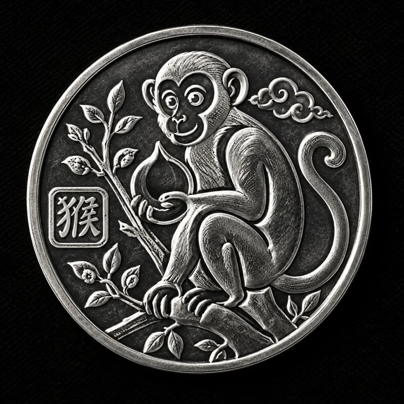 MONKEY 1/10 OZ hand-stamped silver coin