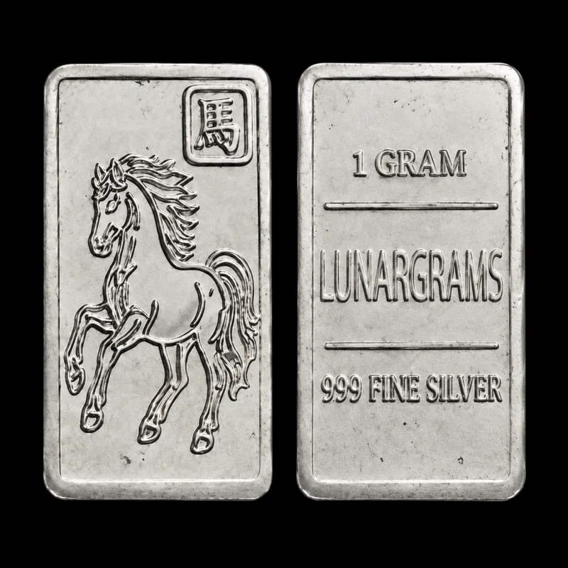 HORSE 1G BAR hand-stamped silver coin