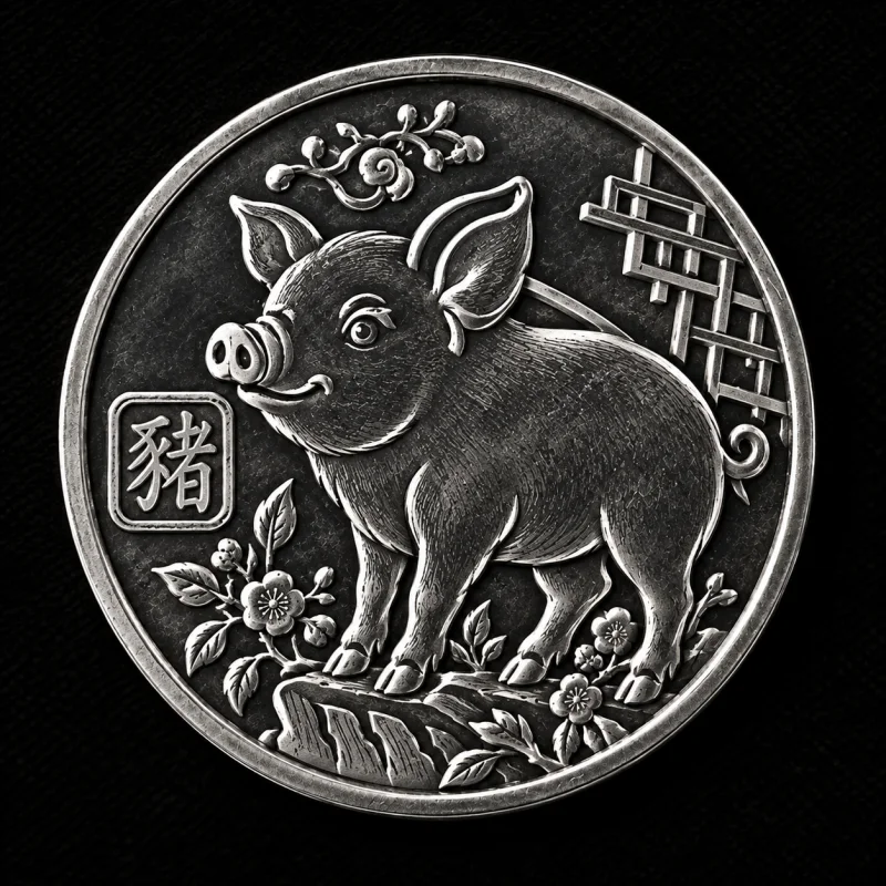 PIG 1/10 OZ hand-stamped silver coin