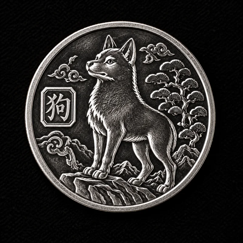 DOG 1/10 OZ hand-stamped silver coin