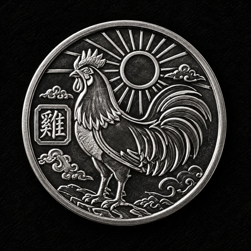ROOSTER 1/10 OZ hand-stamped silver coin