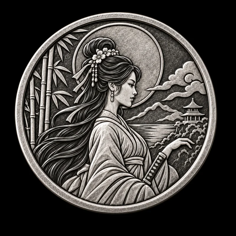 Moonlit Grace hand-stamped silver coin