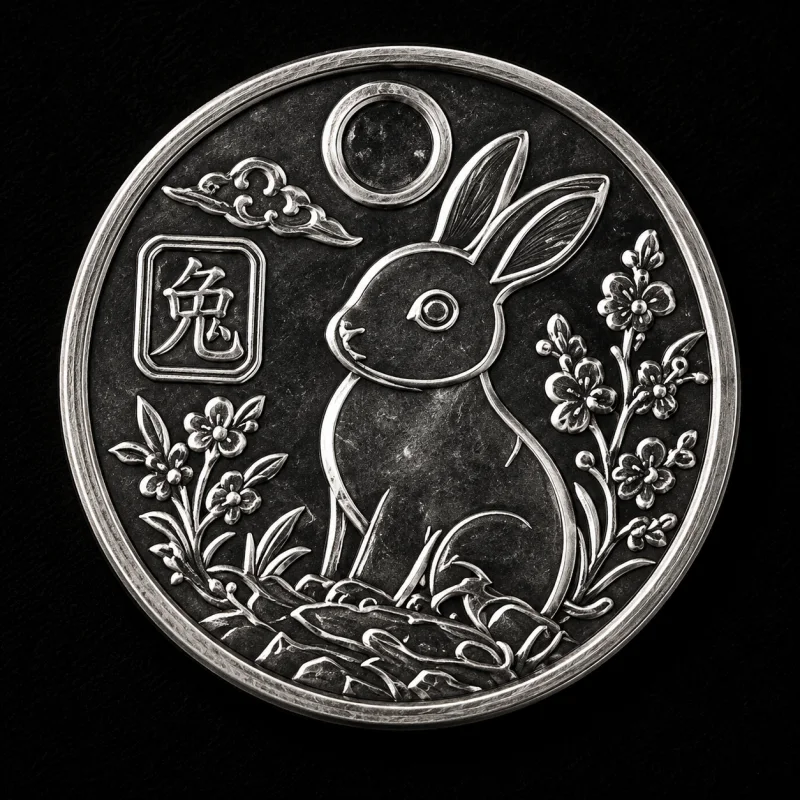 RABBIT 1/10 OZ hand-stamped silver coin