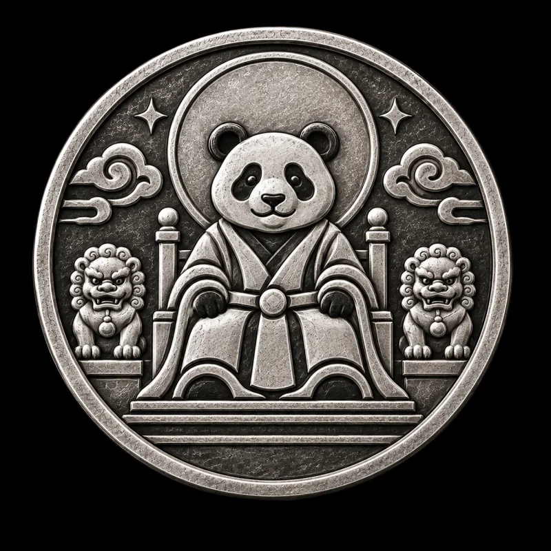 Panda Emperor hand-stamped silver coin